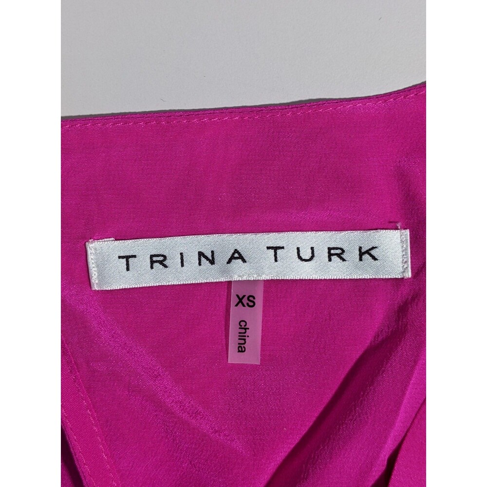 Trina Turk Hot Pink Silk Scoop Neck Layered Tank Top - Picture 7 of 9